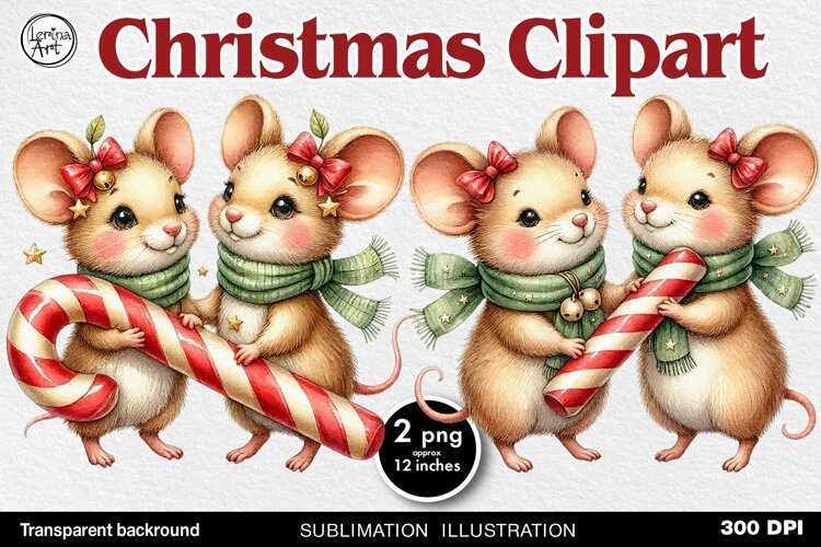 Cozy Christmas. Cute Mouse. PNG sublimation