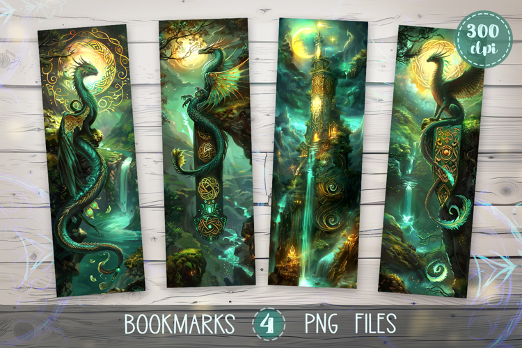 Bookmarks design - Celtic Dragons.
