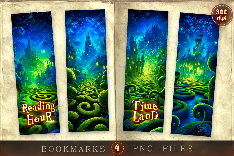 Bookmarks design - Clock Fairy Tale.