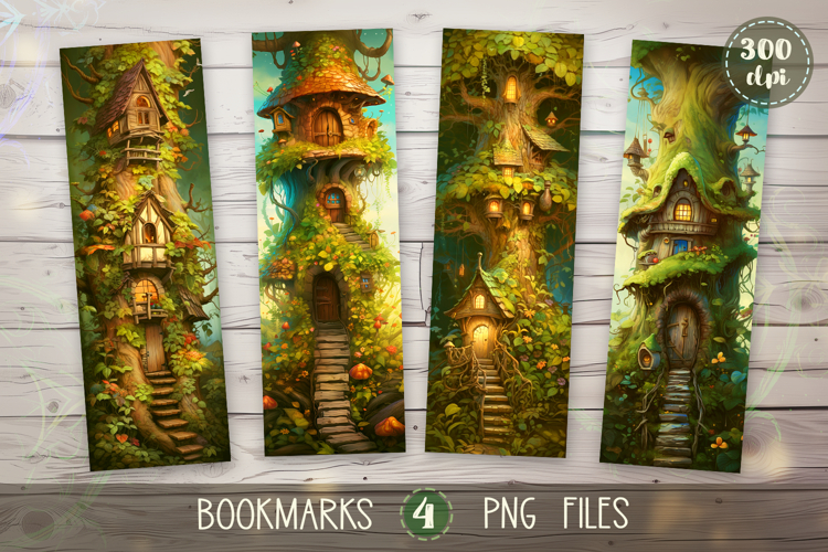 Bookmarks design - Fairy Houses.