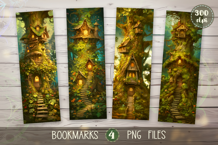 Bookmarks design - Fairy Houses.