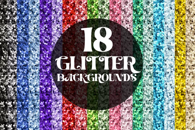 18 Glitter background texture digital paper bundle