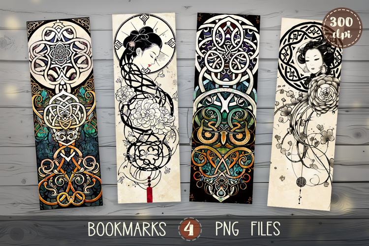 Bookmarks design - Romantic Japanese Bookmarks.