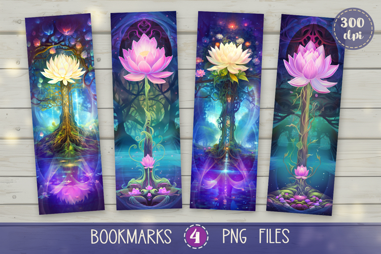 Bookmarks design - Bright Lotus Tree.