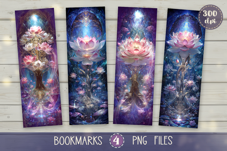 Bookmarks design - Bright Lotus Tree.