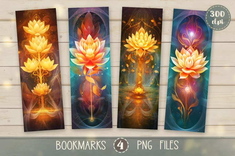 Bookmarks design - Magical Golden Lotus