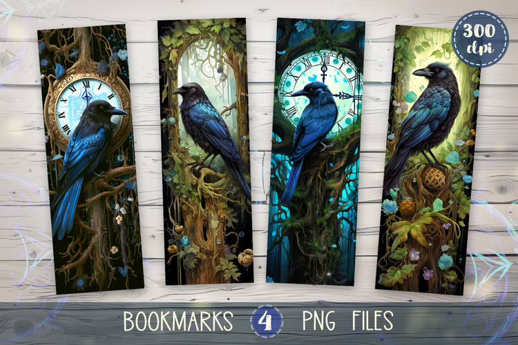 Bookmarks design - Magical Raven.