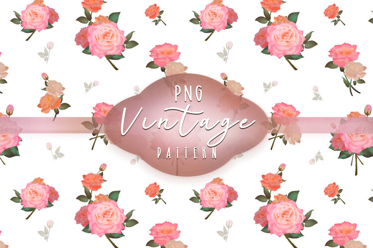 Vintage hand-drawn seamless pattern with Roses example image 1