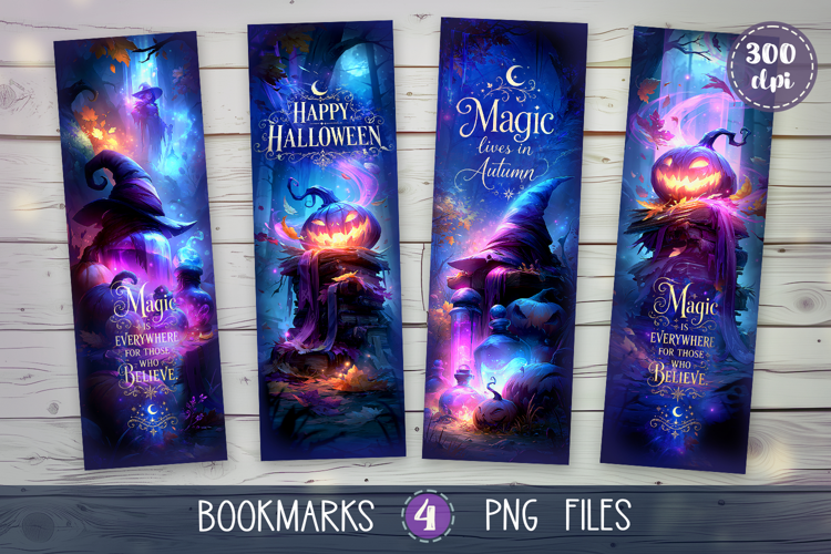 Bookmarks Halloween design - Secret Spells of Autumn.