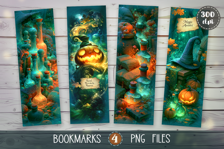 Bookmarks Halloween design - Secret Spells of Autumn.