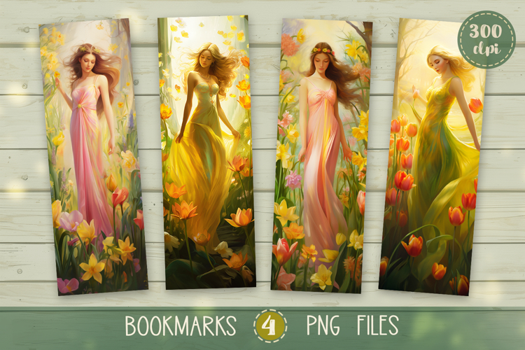Bookmarks design - Nymphs of Spring.