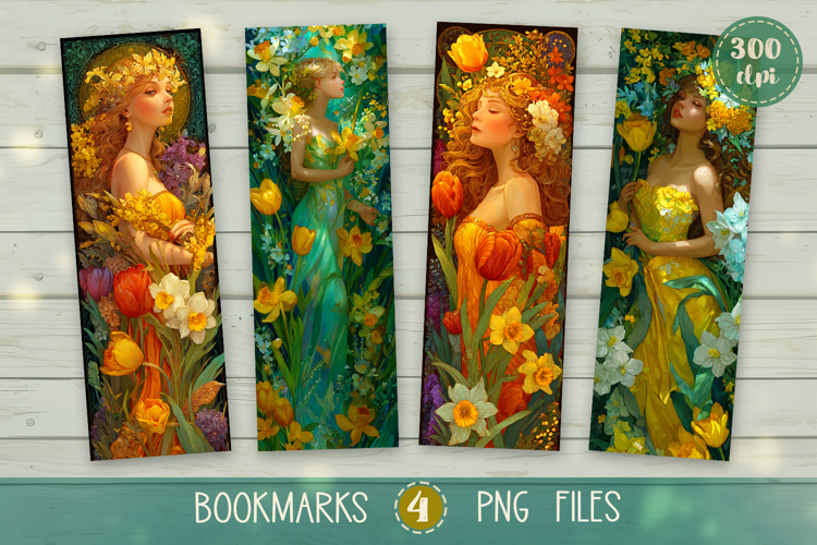 Bookmarks design - Nymphs of Spring.