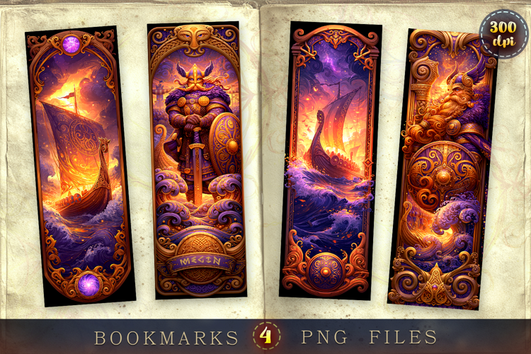 Bookmarks design - Viking Legends.