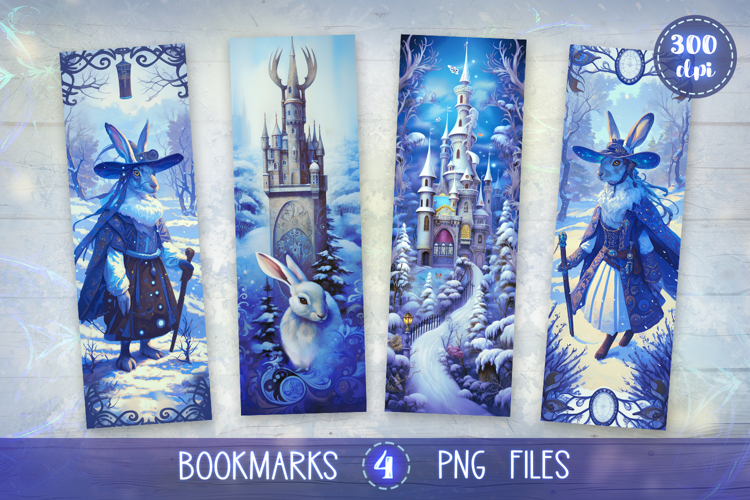 Bookmarks design - Winter Hare Fairy Tale.