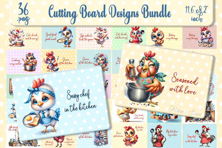 Cute chicken and funny quote cutting board designs BUNDLE