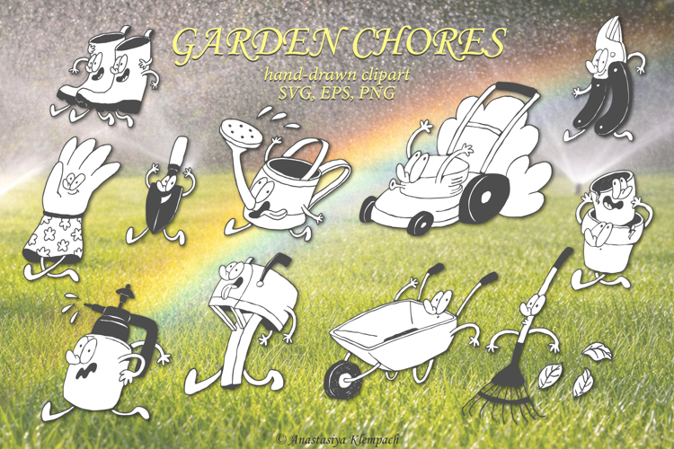 Garden Chores Funny Doodles
