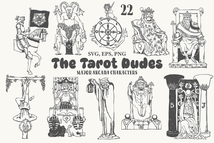 Tarot characters clipart Major arcana prints