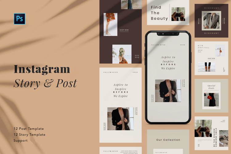 Minimalist Beauty Instagram Post & Story PSD