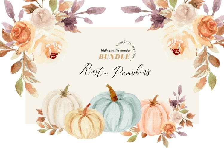 Rustic Mint Orange   White Pumpkin Bundle Clipart