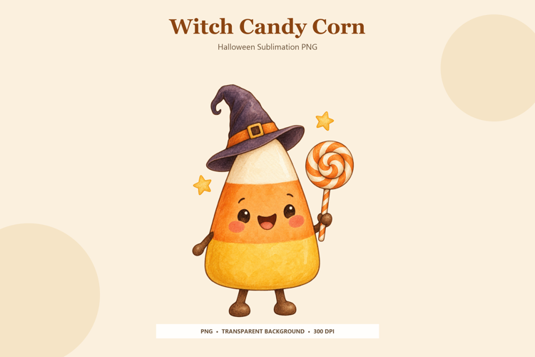 Witch Candy Corn PNG | Cute Halloween Sublimation Design