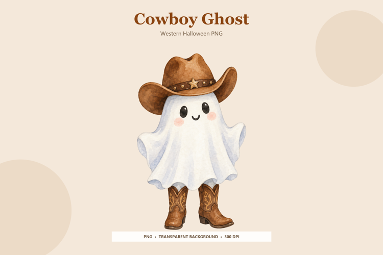 Cowboy Ghost PNG | Western Halloween Sublimation Design