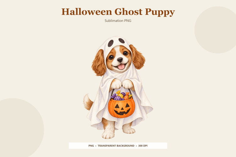 Halloween Ghost Puppy PNG | Cute Dog Sublimation Design