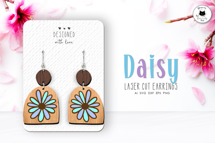 Daisy Flower Laser Cut Earrings | Floral Earrings SVG