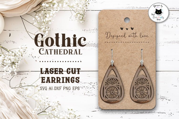 Gothic Teardrop Earrings Laser Cut SVG example image 1
