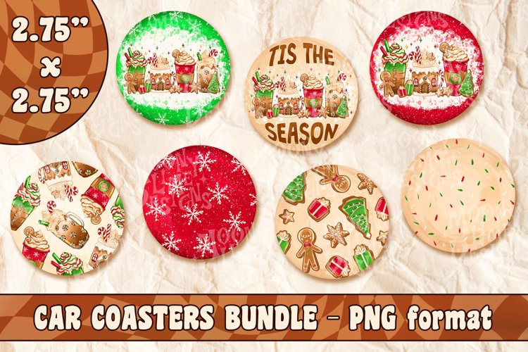 Christmas Gingerbread Car Coaster Bundle, Sublimation Design example image 1