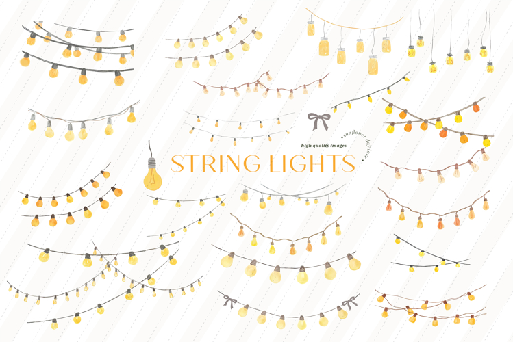 Yellow String Lights Clipart, Wedding String Lights
