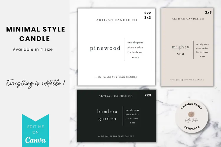 Minimal Style Candle Label Template