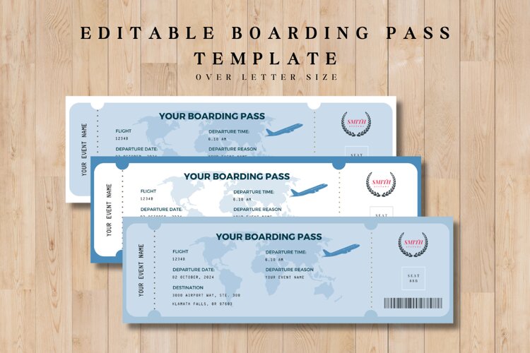 Airplane Boarding Pass Editable Template example image 1