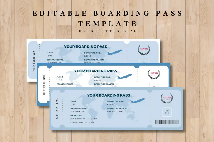 Airplane Boarding Pass Editable Template