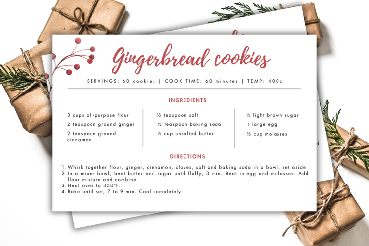 Holiday Recipe Card Template