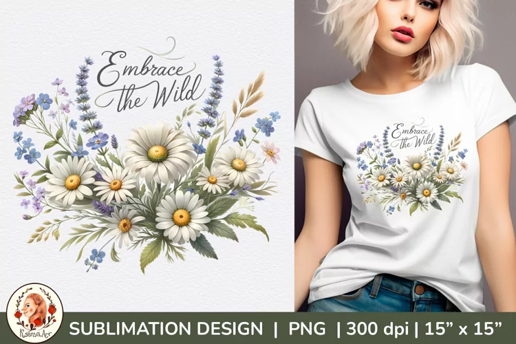 Cottagecore, Watercolor spring sublimation,daisy sublimation