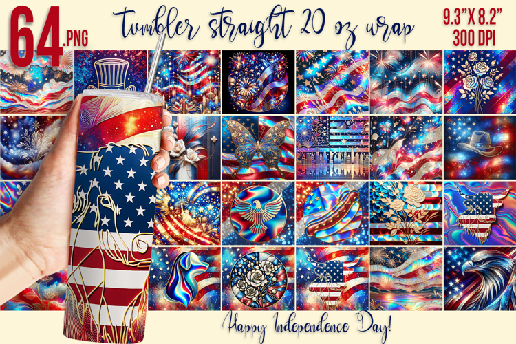 USA 4th of July tumbler wrap 20oz BUNDLE|Patriotic Fireworks