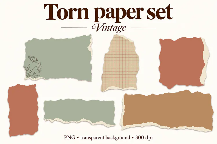 Vintage Torn Paper Scrapbook floral paper scrapbooking