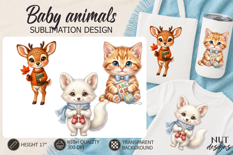 Baby School Animals Sublimation preschool kindergarten