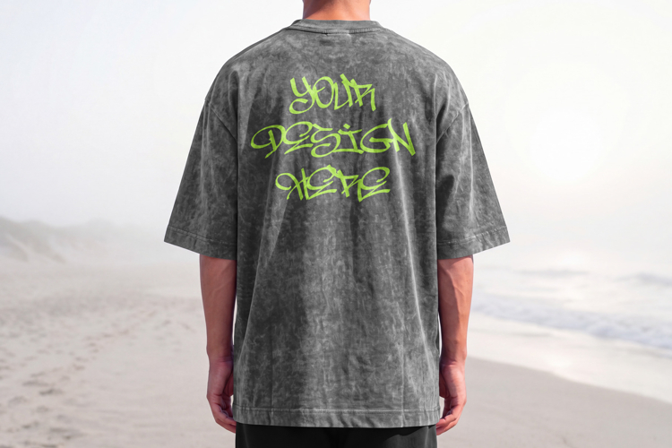 Model Tshirt Washed Back Mockup