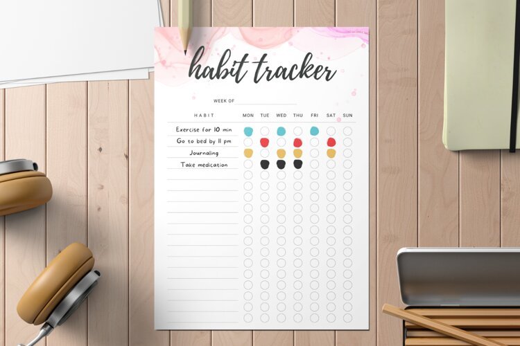 Canva | Minimalistic Daily Habit Tracker Printable example image 1