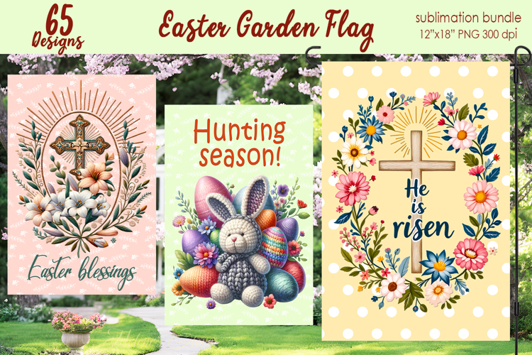 Easter Garden Flag Sublimation BUNDLE |Cute Religious Easter