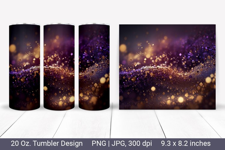 Luxury glitter tumbler-glam gold and violet skinny tumbler example image 1