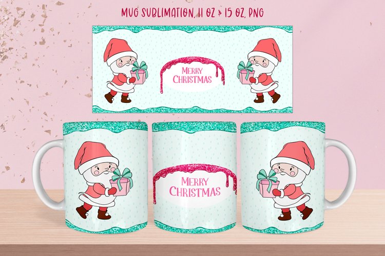 Santa mug, Christmas mug designs. Santa with gift example image 1