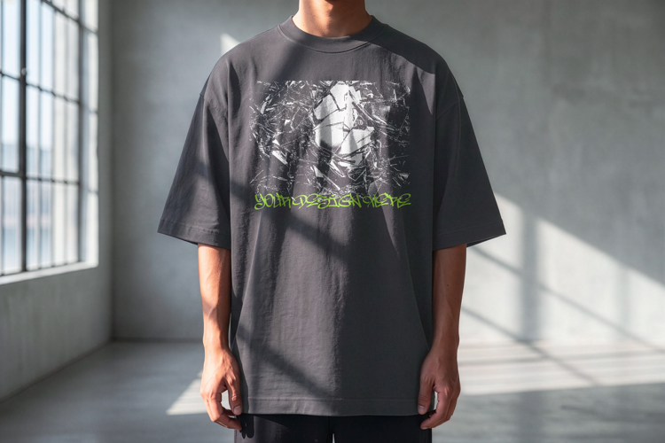 Oversized Front Tshirt Mockup PSD Male Model