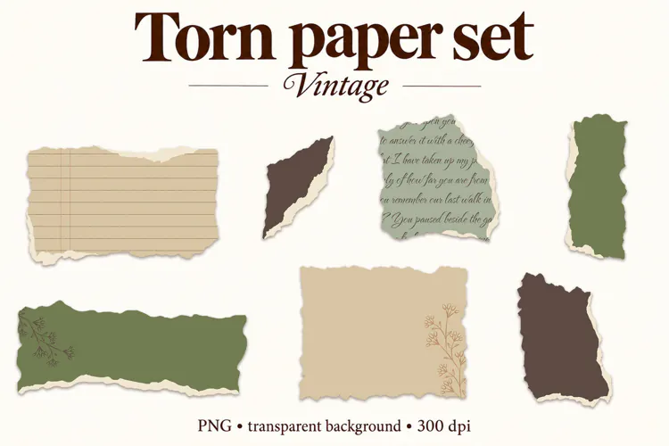 Vintage Torn Paper Ephemera ripped paper scrapbooking