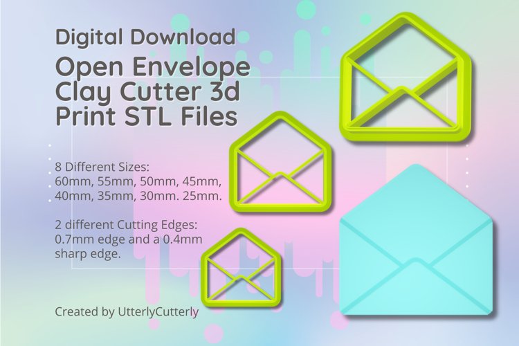 Open Letter Envelope Clay Cutter - STL Digital File Download