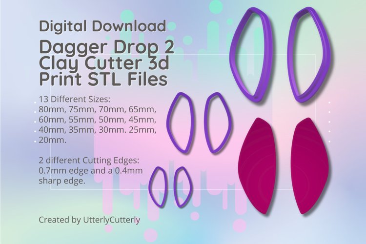 Dagger Drop 2 Clay Cutter - STL Digital File Download- 13 si