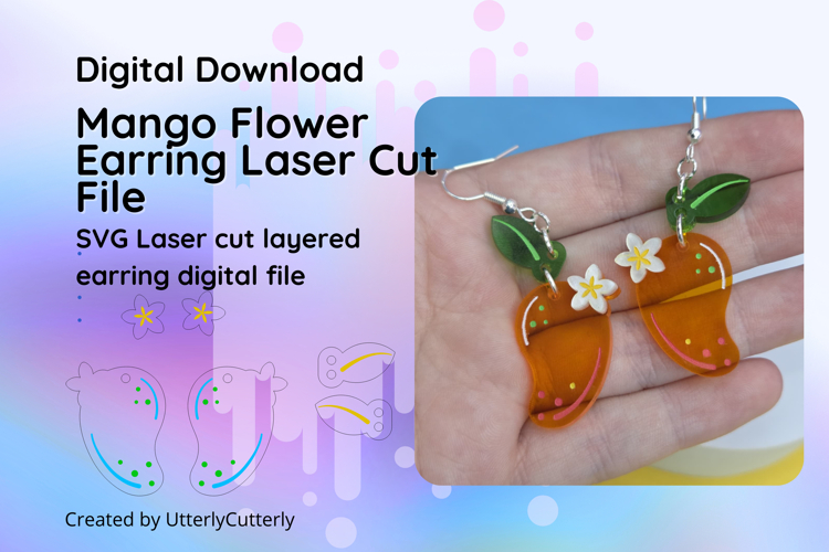 Mango Flower Hoop Earring Laser Cut File- SVG FILE