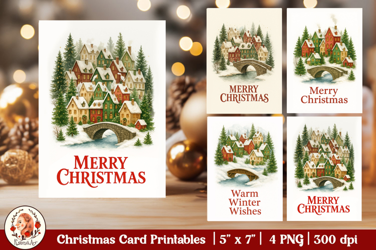 Christmas Card , Vintage Christmas, Snow Christmas Village