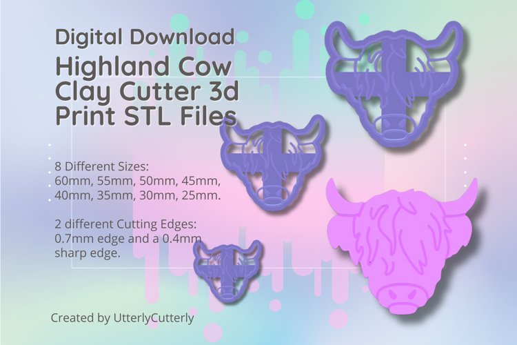 Cow Clay Cutter - Highland Cow STL Digital File Download- 8
